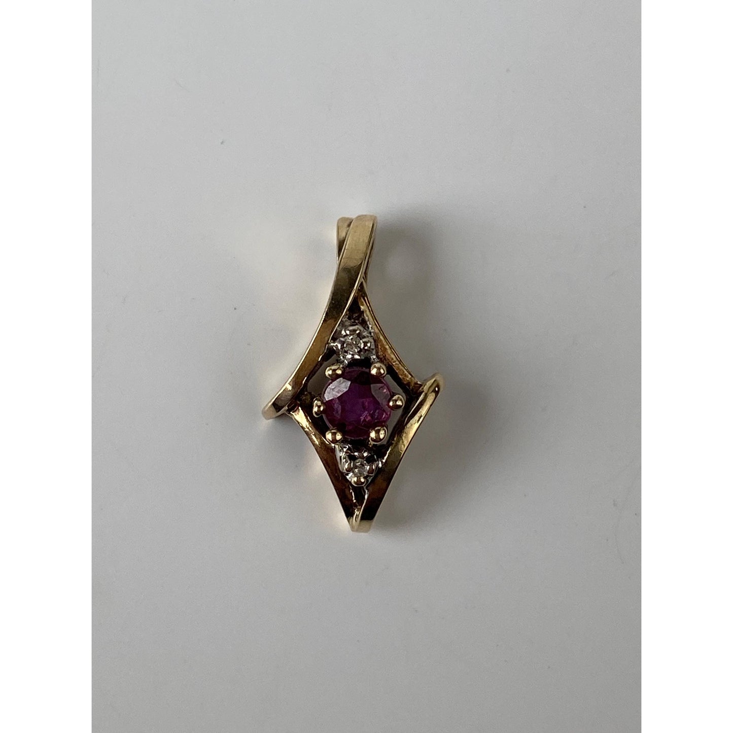 Vintage Solid 10k Yellow Gold Clear & Pink Sapphire Charm