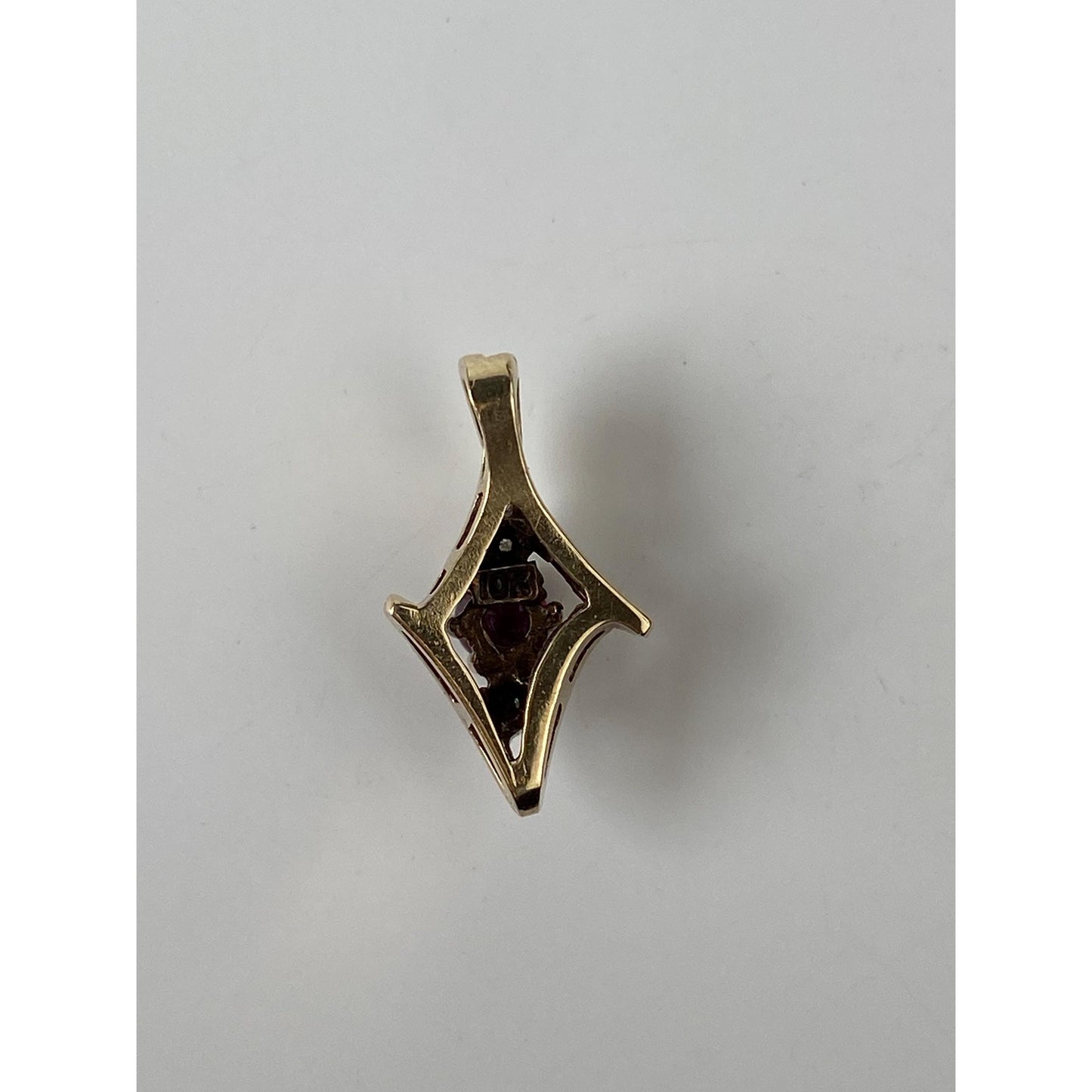 Vintage Solid 10k Yellow Gold Clear & Pink Sapphire Charm