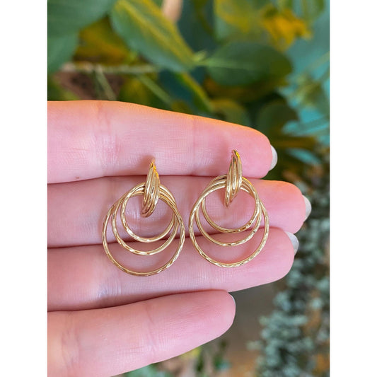 Vintage 14k Yellow Gold Layered Stud Earrings