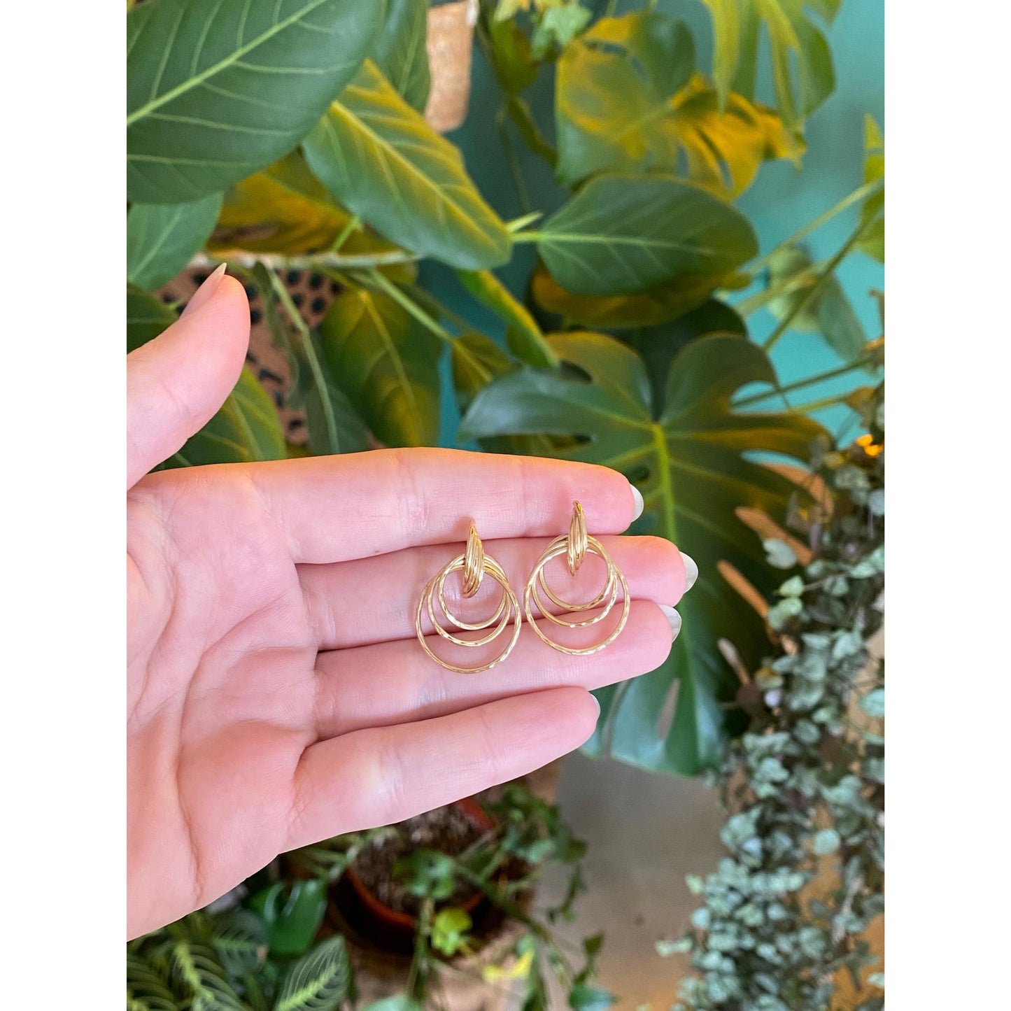 Vintage 14k Yellow Gold Layered Stud Earrings