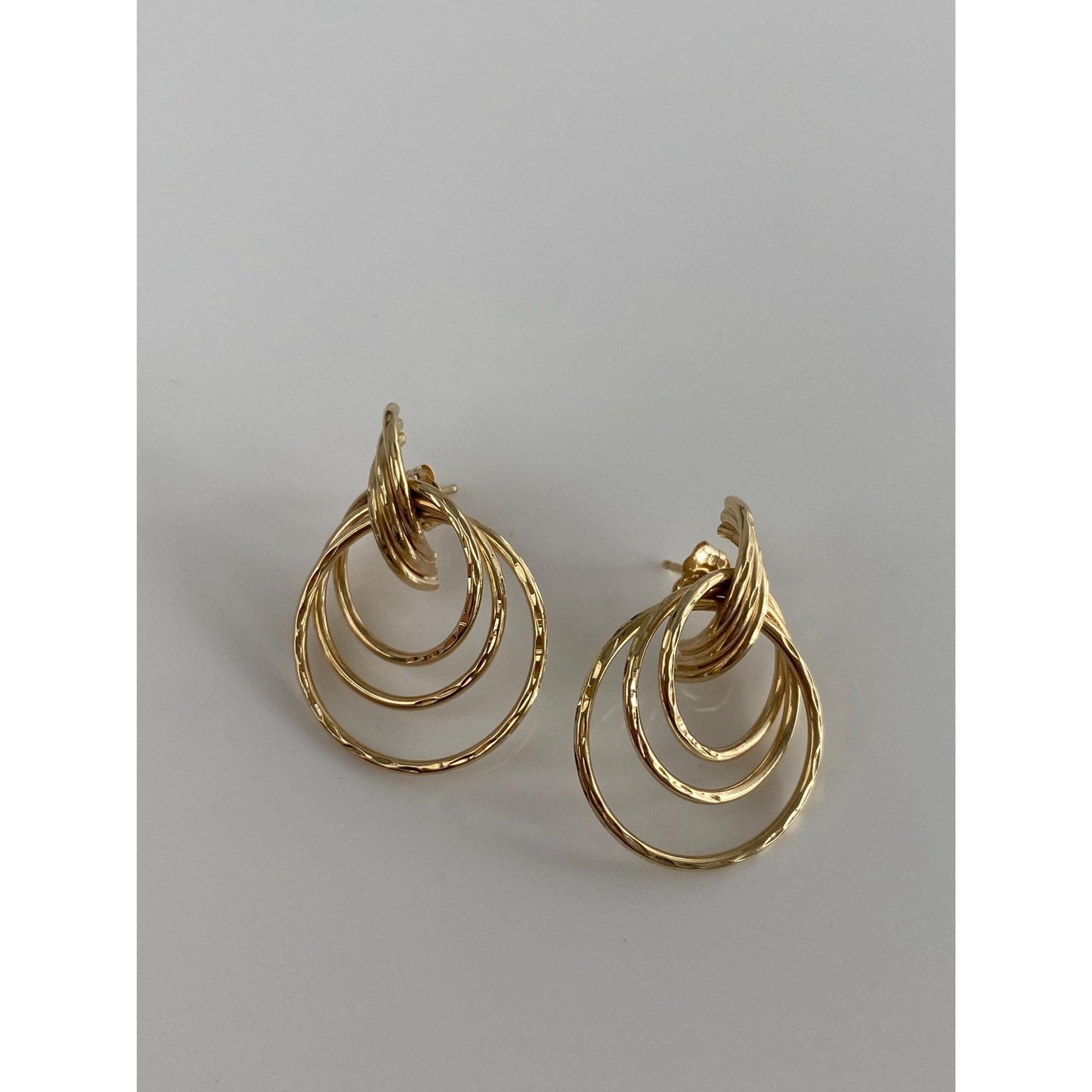 Vintage 14k Yellow Gold Layered Stud Earrings