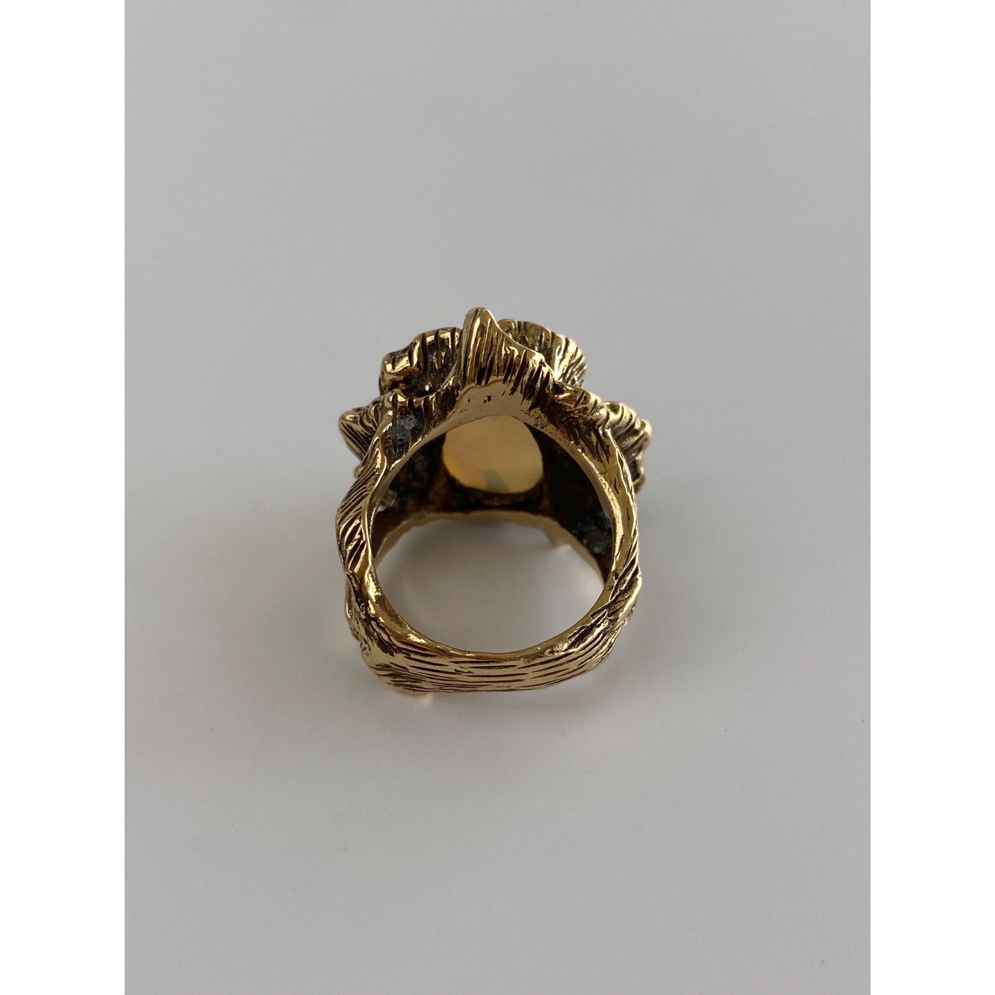 Vintage Solid 14k Yellow Gold Opal Flower Ring - Size 5.75