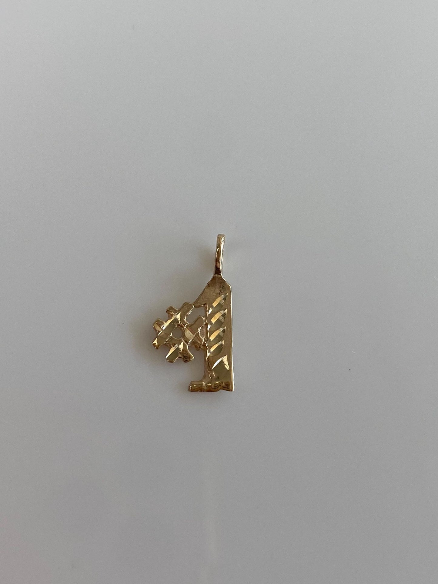 Vintage Solid 14k Yellow Gold Diamond Cut #1 Charm