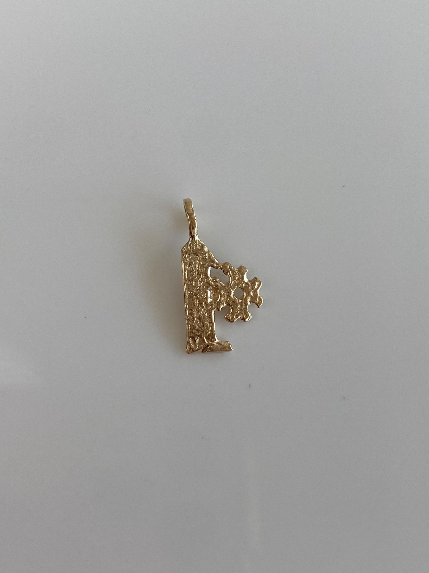 Vintage Solid 14k Yellow Gold Diamond Cut #1 Charm
