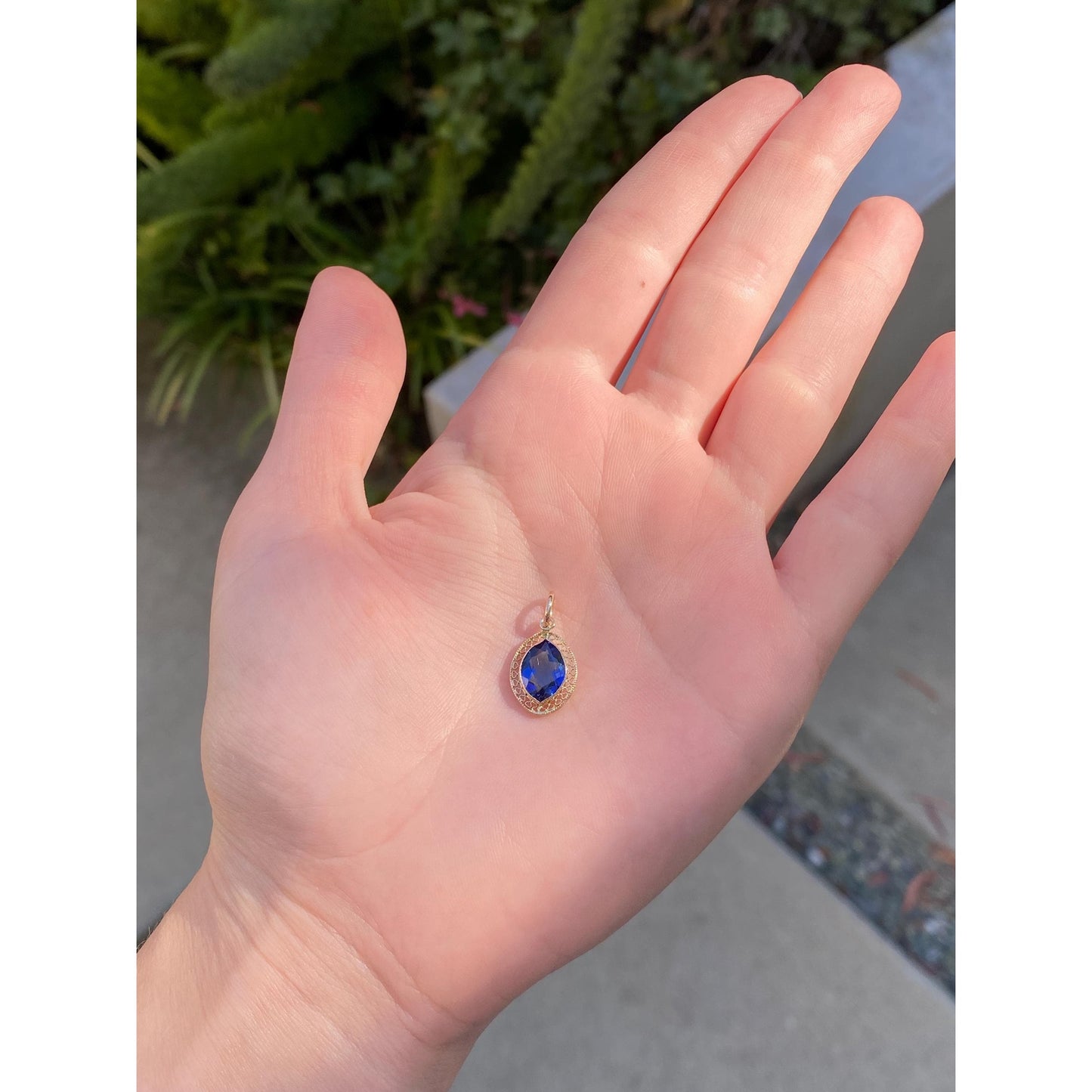 Vintage Solid 10k Yellow Gold Dark Blue Cubic Zirconia Stick Pin Conversion Charm