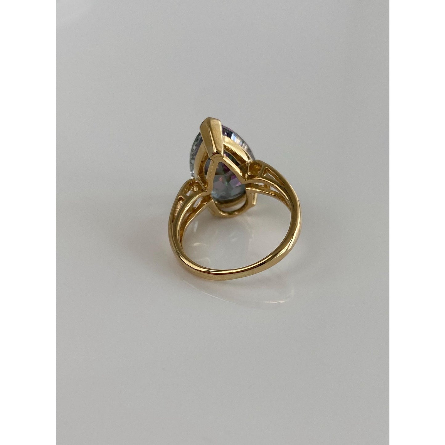 Vintage Solid 14k Yellow Gold Mystic Topaz Ring - Size 4.5