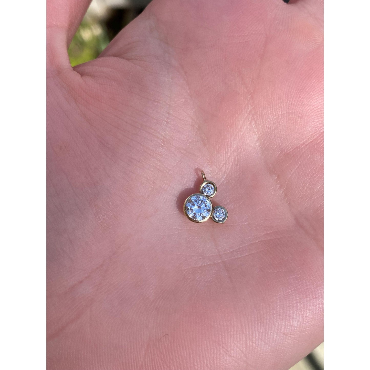 Vintage Solid 10k Yellow Gold Cubic Zirconia Mickey Mouse Charm