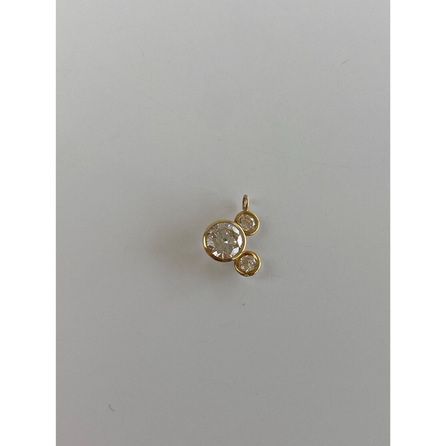 Vintage Solid 10k Yellow Gold Cubic Zirconia Mickey Mouse Charm