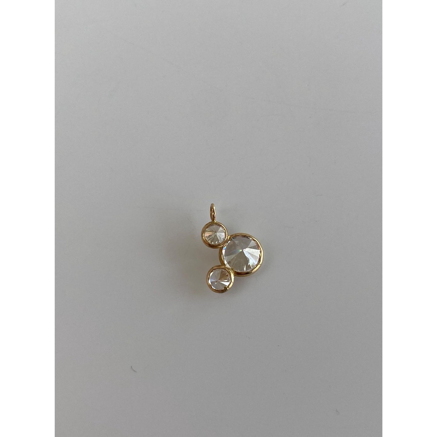 Vintage Solid 10k Yellow Gold Cubic Zirconia Mickey Mouse Charm