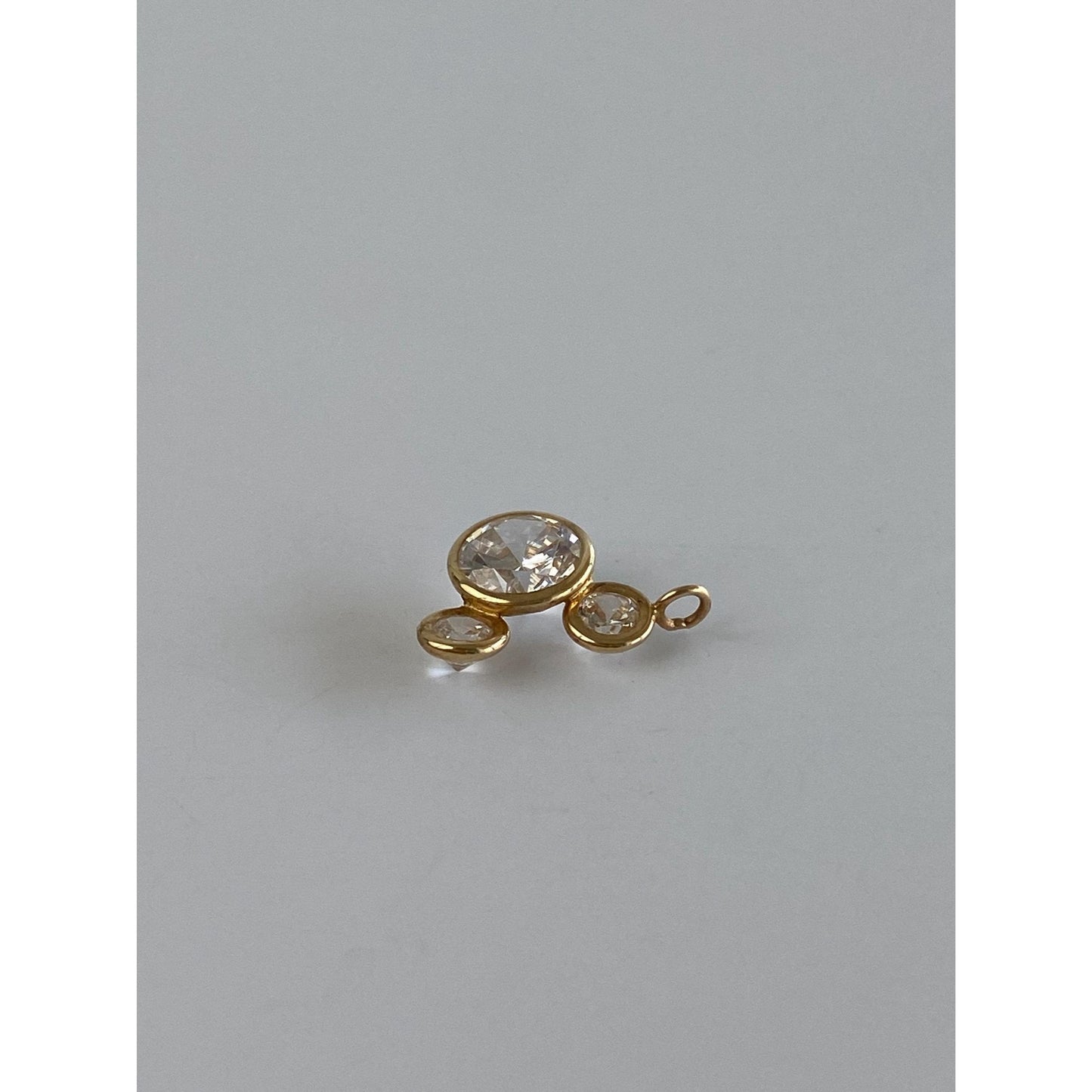 Vintage Solid 10k Yellow Gold Cubic Zirconia Mickey Mouse Charm