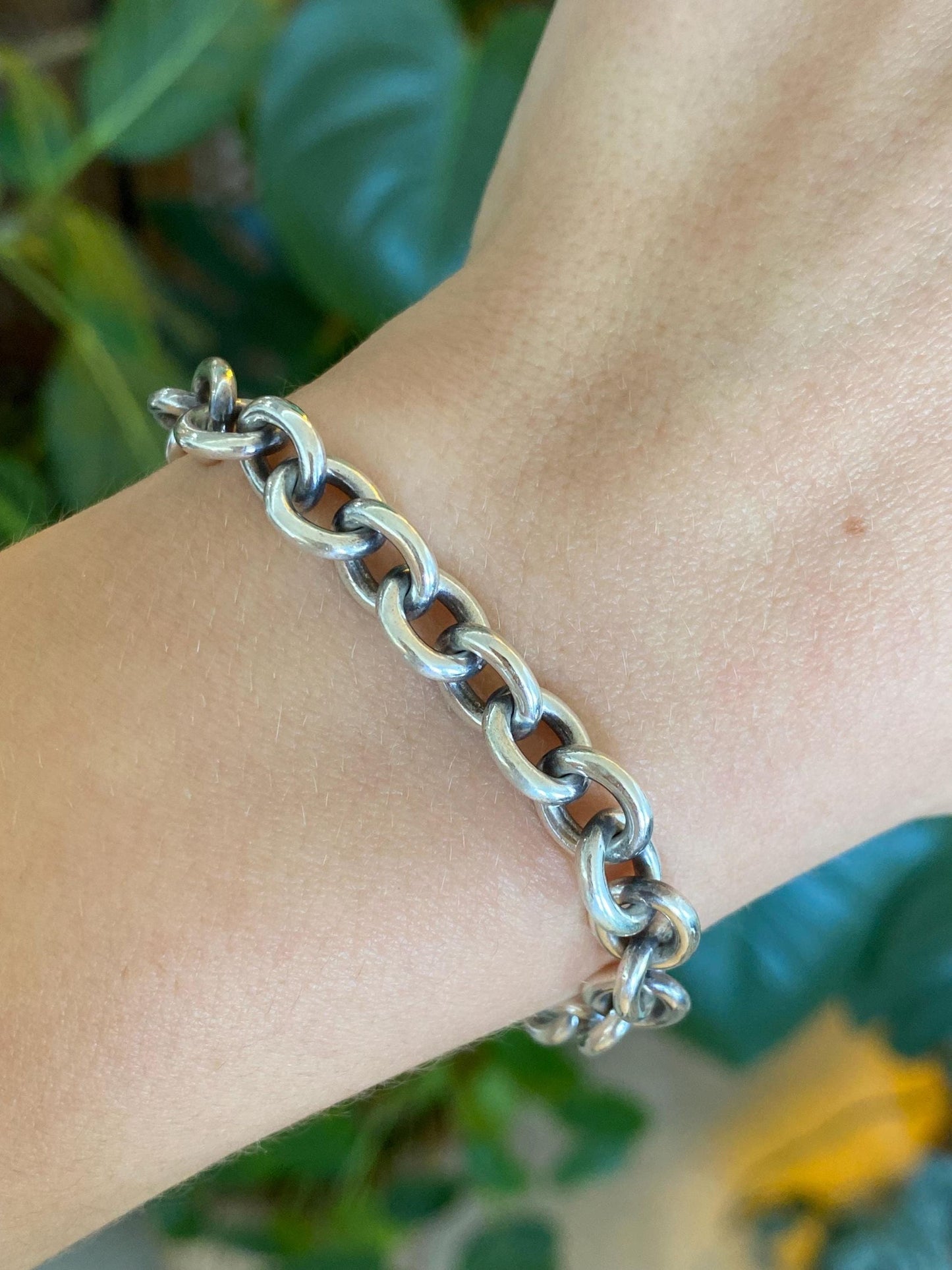 Tiffany & Co. Solid Sterling Silver Rolo Chain Toggle Bracelet - 7.25 Inches