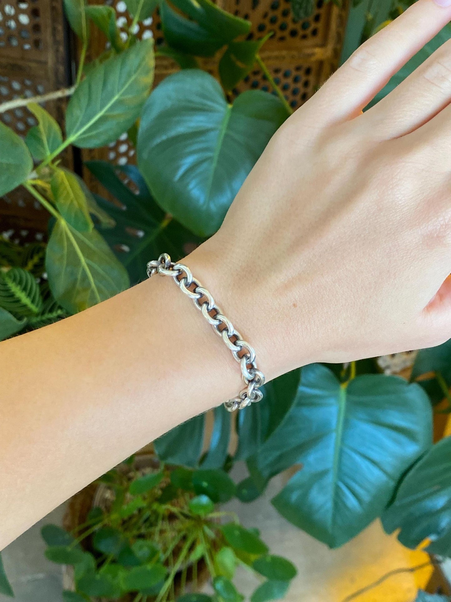 Tiffany & Co. Solid Sterling Silver Rolo Chain Toggle Bracelet - 7.25 Inches