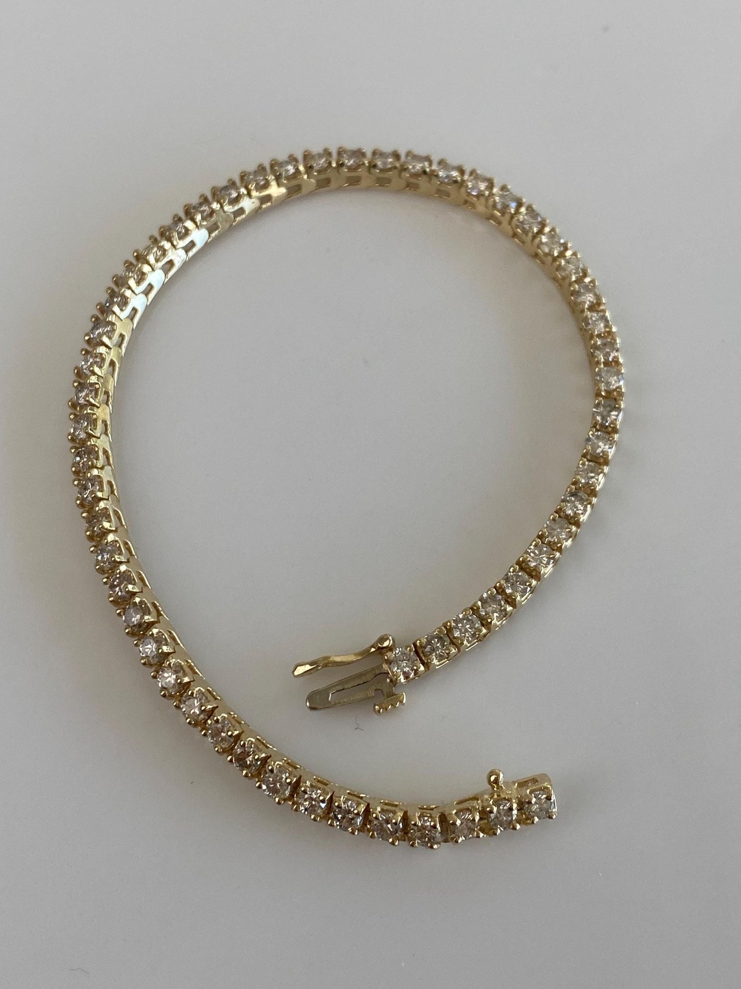 Vintage Solid 14k Yellow Gold Diamond Link Bracelet - 7 Inches