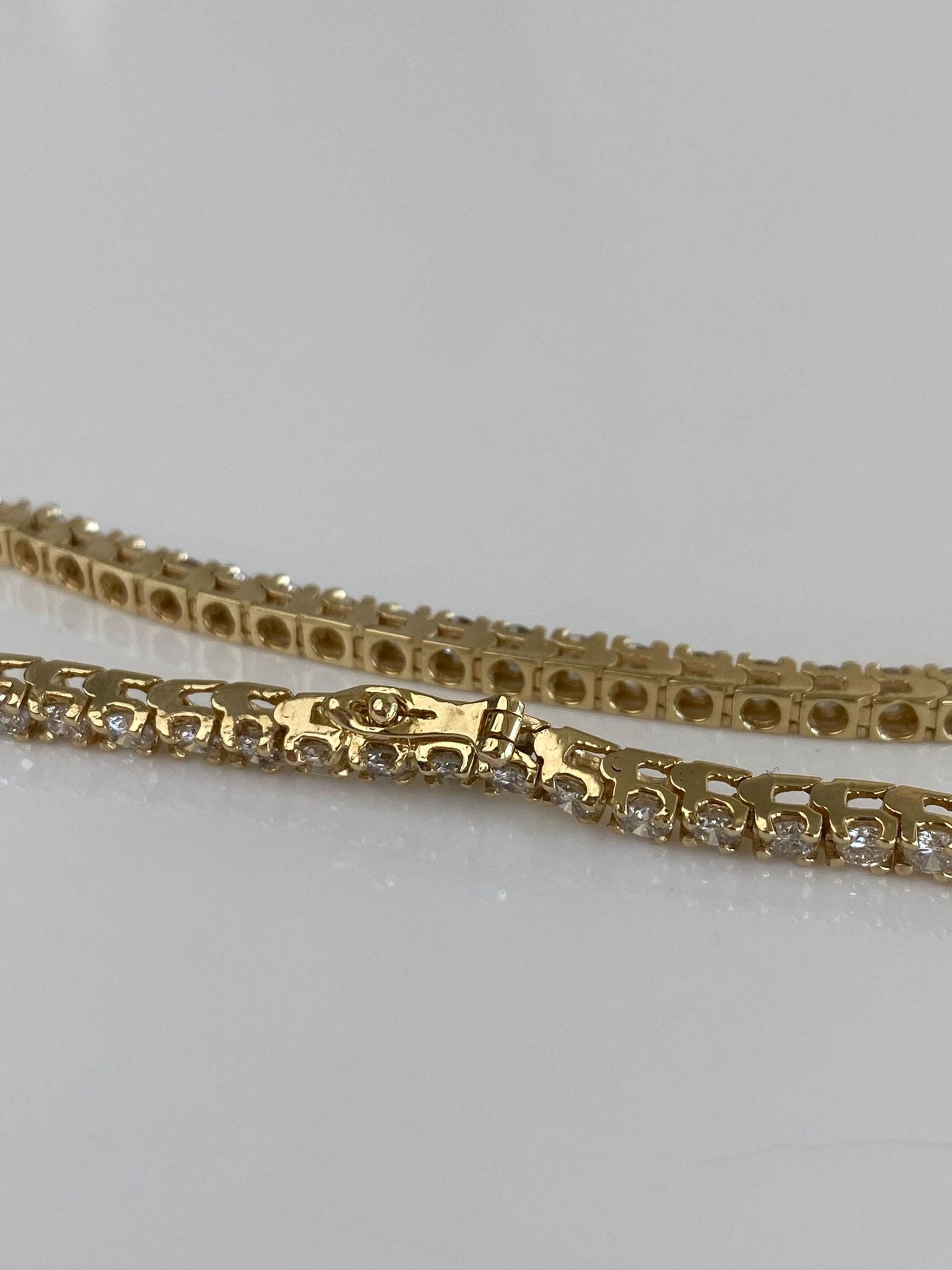 Vintage Solid 14k Yellow Gold Diamond Link Bracelet - 7 Inches