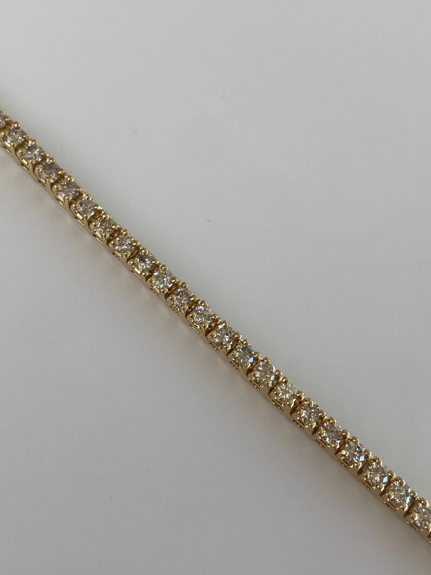 Vintage Solid 14k Yellow Gold Diamond Link Bracelet - 7 Inches