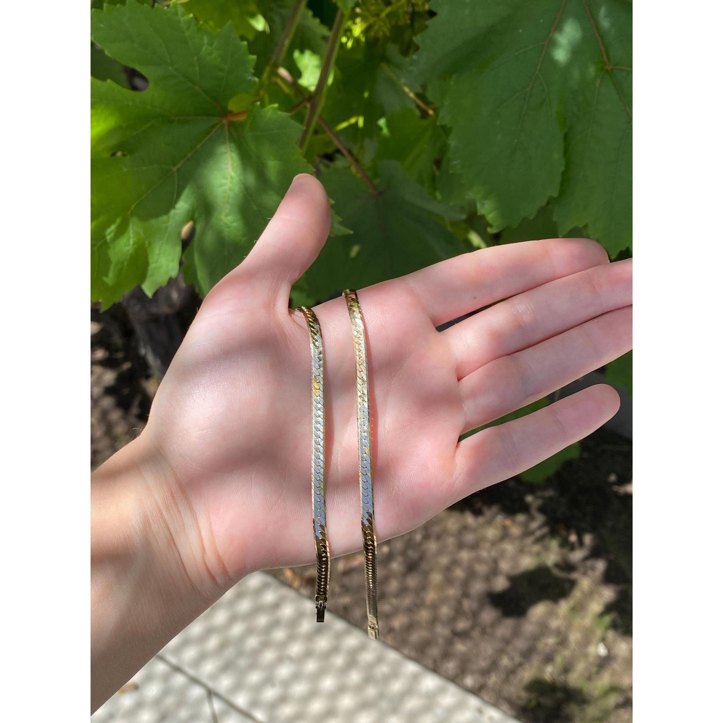 Vintage Solid 14k Yellow Gold Herringbone Chain Necklace - 20.25 inches