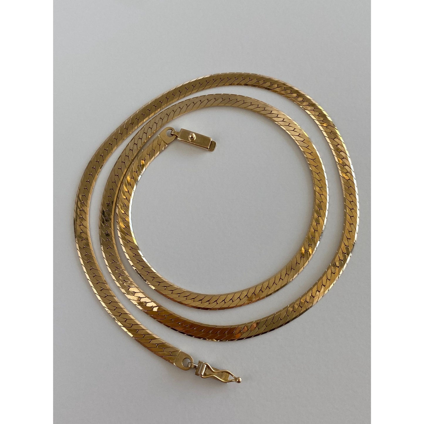 Vintage Solid 14k Yellow Gold Herringbone Chain Necklace - 20.25 inches