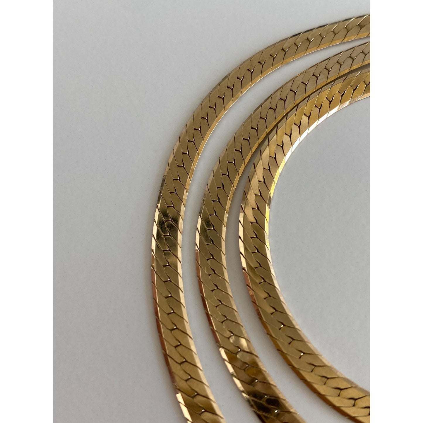 Vintage Solid 14k Yellow Gold Herringbone Chain Necklace - 20.25 inches