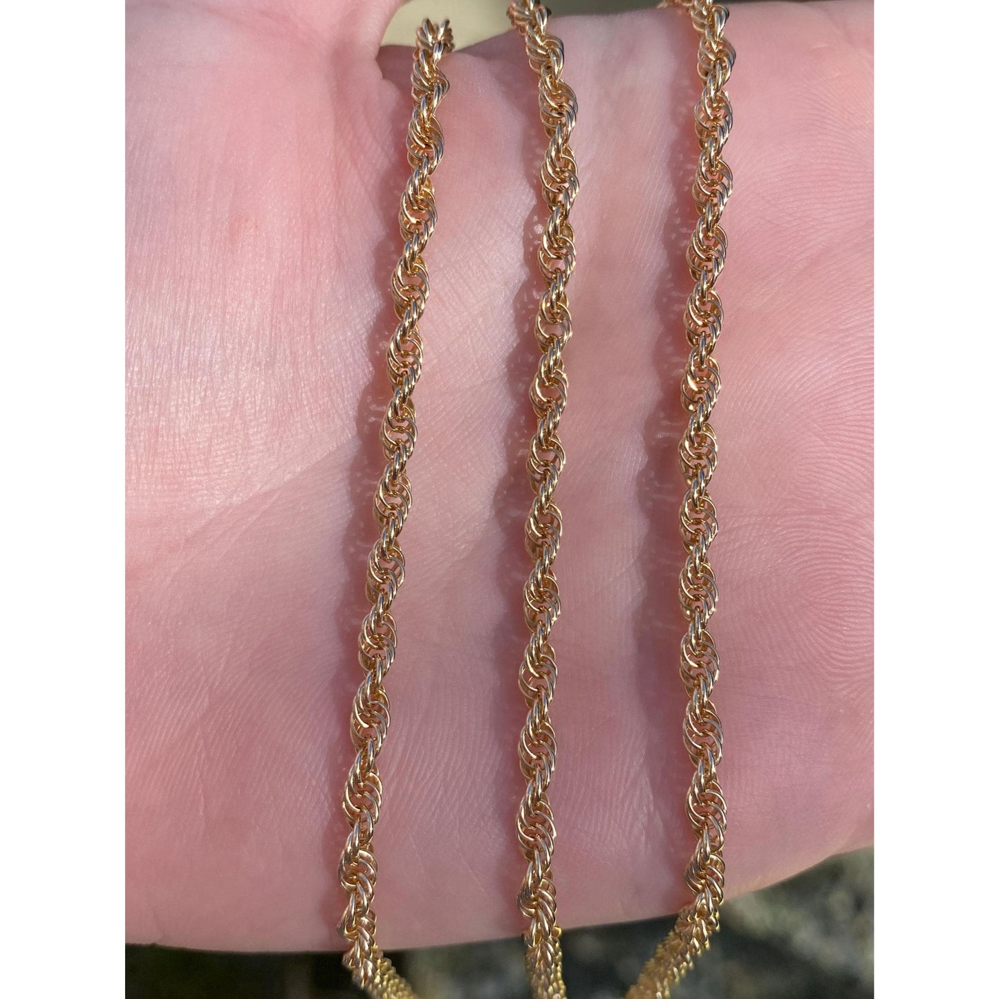 Vintage Solid 14k Yellow Gold Rope Chain Necklace - 24.5 inches