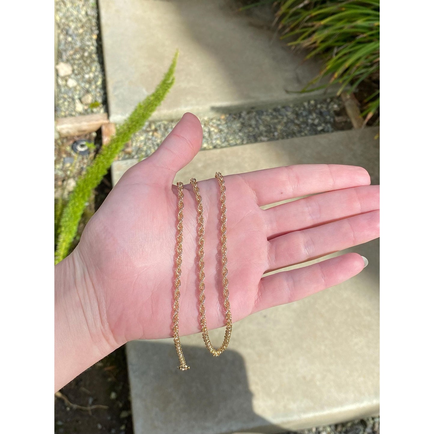 Vintage Solid 14k Yellow Gold Rope Chain Necklace - 24.5 inches