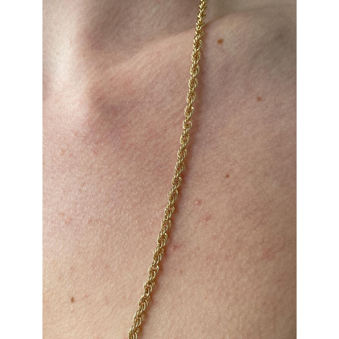Vintage Solid 14k Yellow Gold Rope Chain Necklace - 24.5 inches