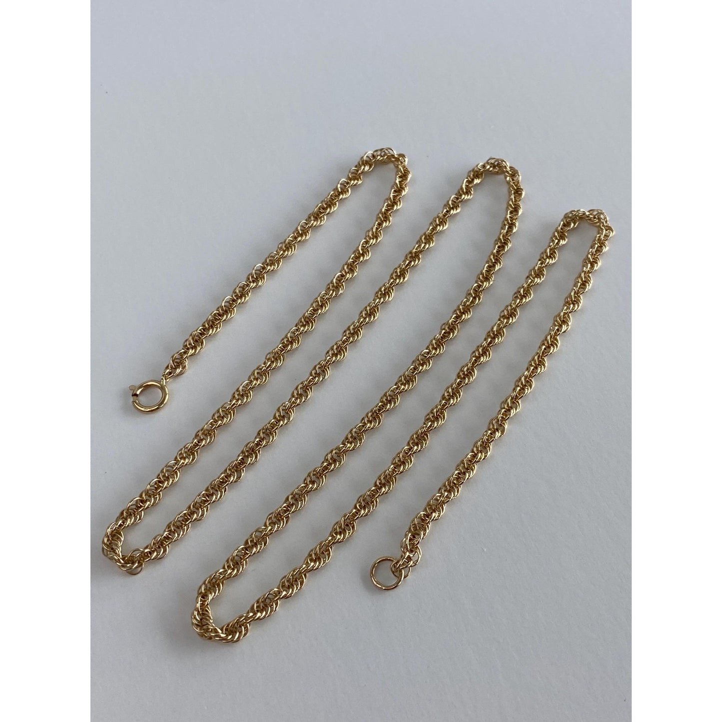 Vintage Solid 14k Yellow Gold Rope Chain Necklace - 24.5 inches