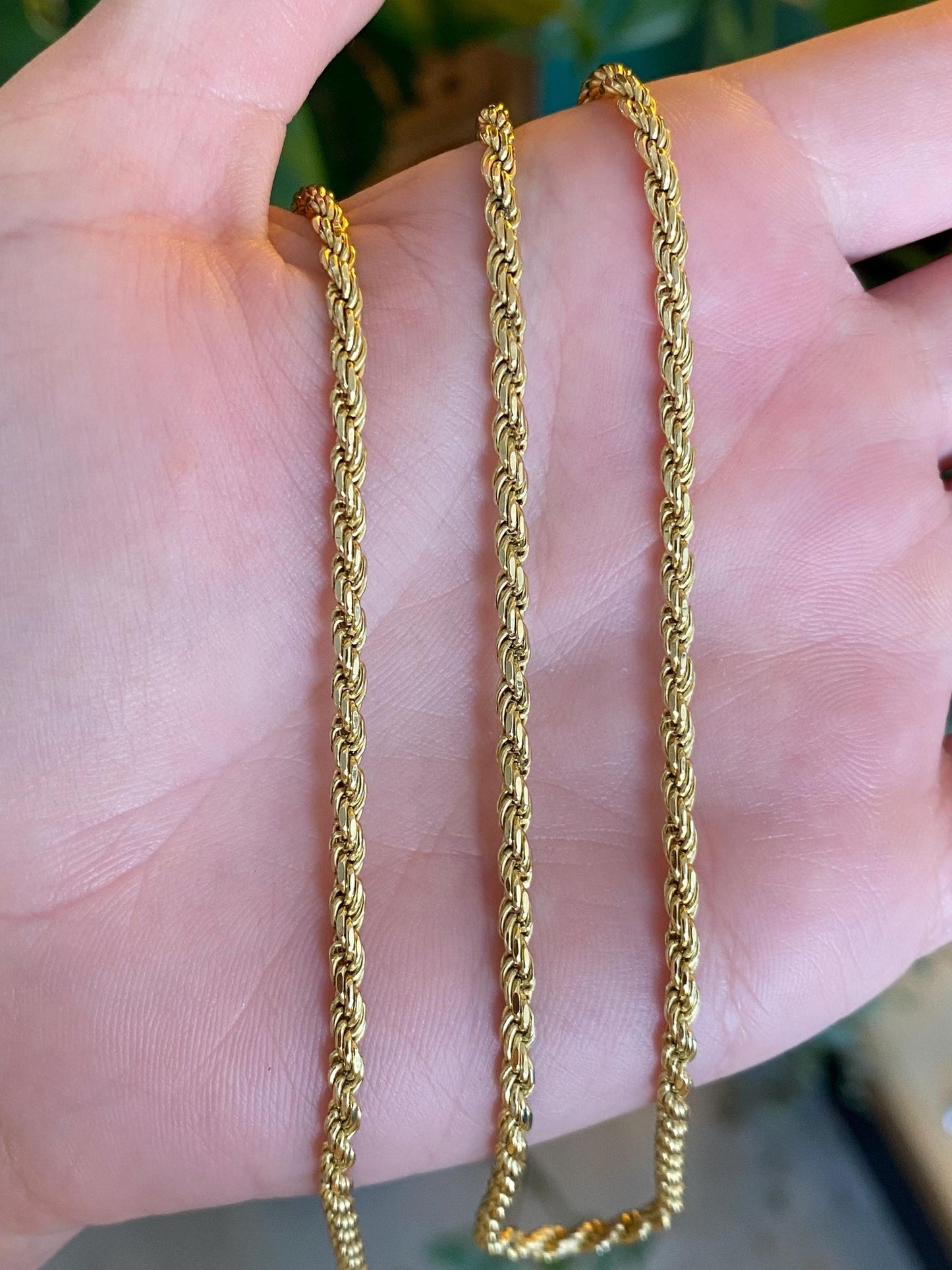 Vintage Solid 14k Yellow Gold Rope Chain Necklace - 24 inches