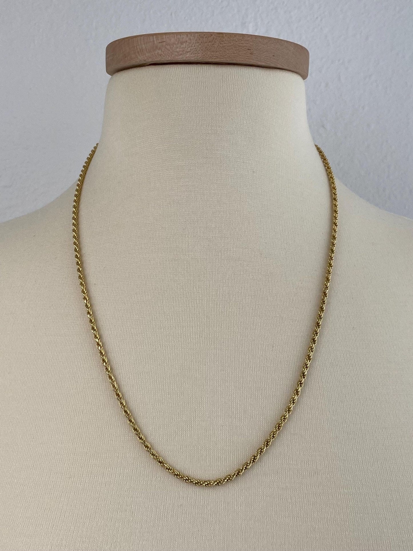 Vintage Solid 14k Yellow Gold Rope Chain Necklace - 24 inches
