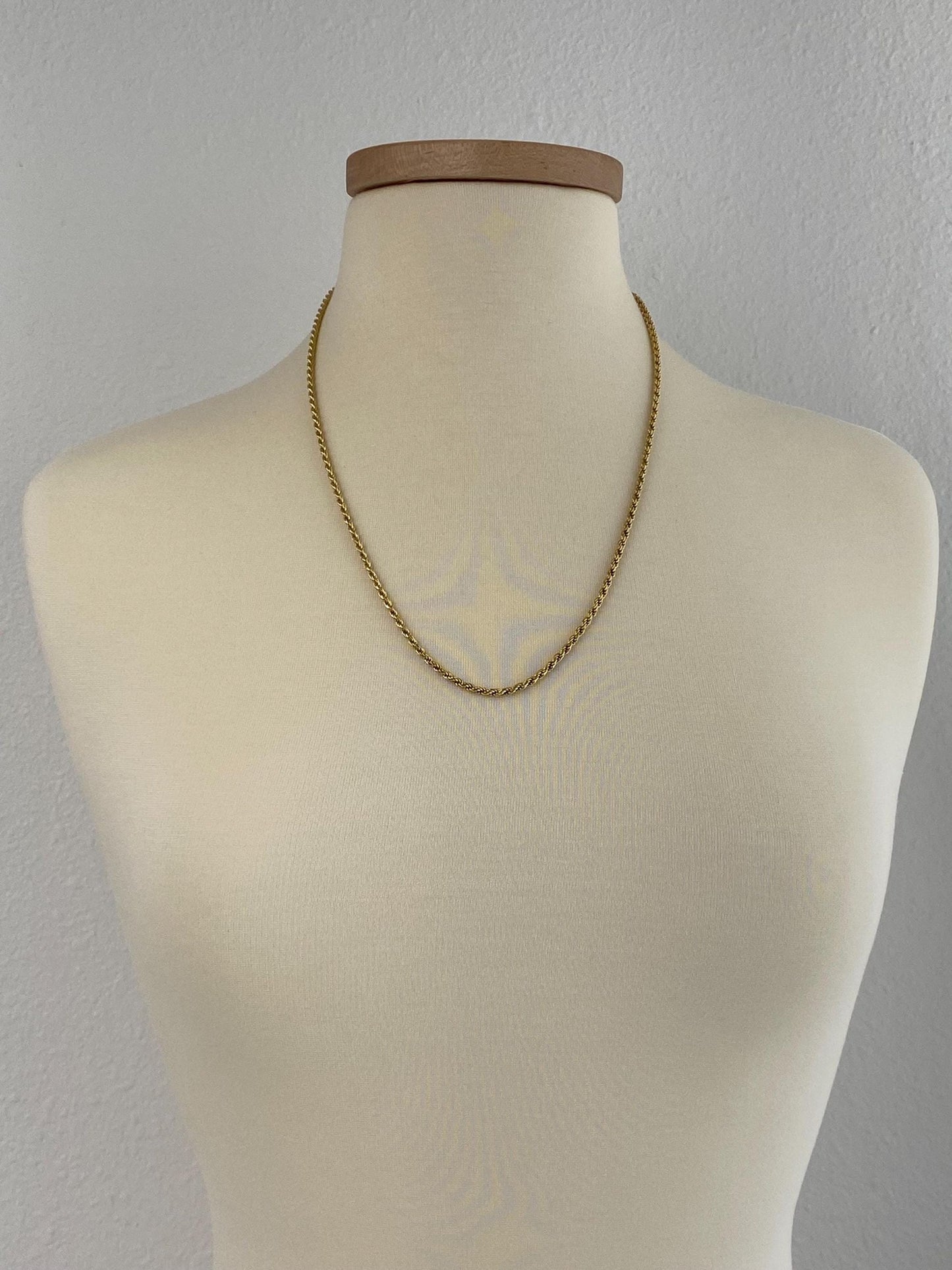 Vintage Solid 14k Yellow Gold Rope Chain Necklace - 24 inches