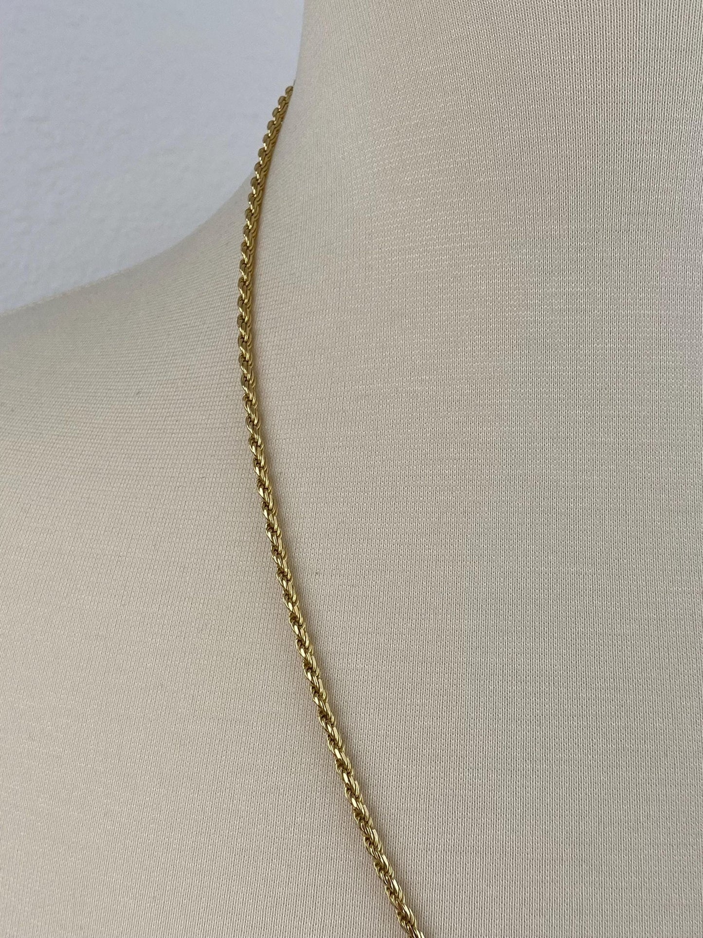 Vintage Solid 14k Yellow Gold Rope Chain Necklace - 24 inches