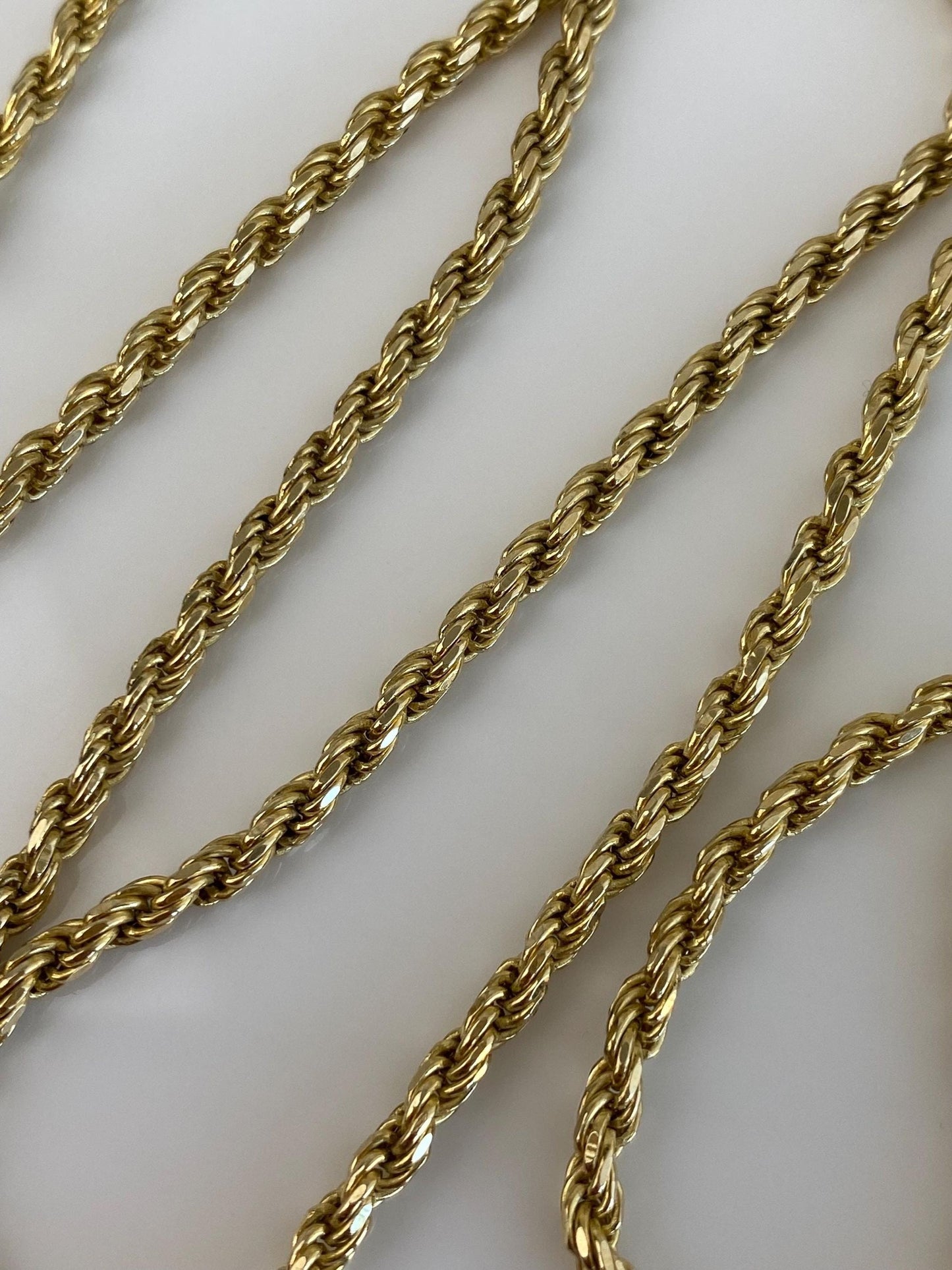 Vintage Solid 14k Yellow Gold Rope Chain Necklace - 24 inches