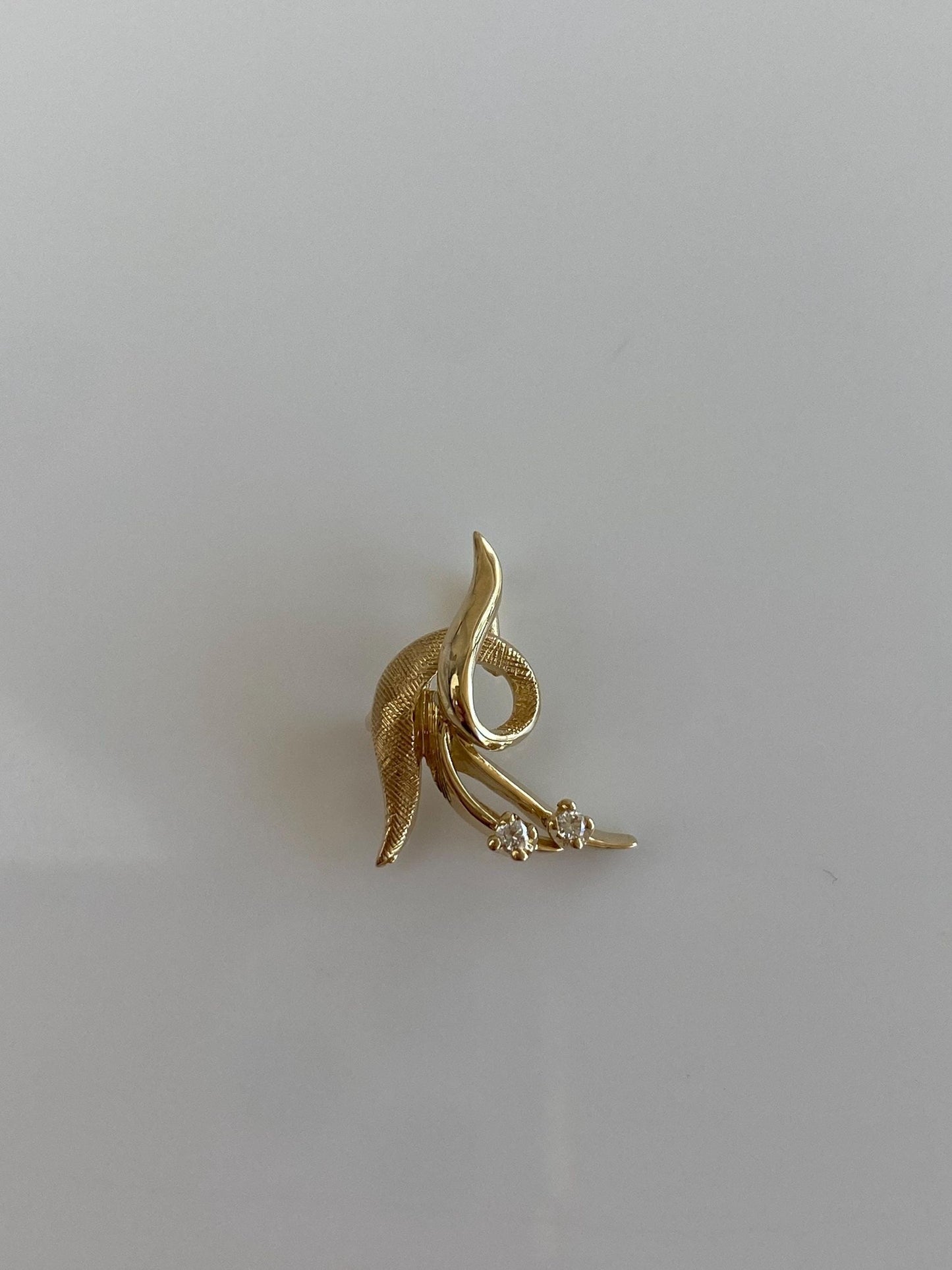 Solid 14k Yellow Gold Satin Shiny Clear Sapphire Slide Charm