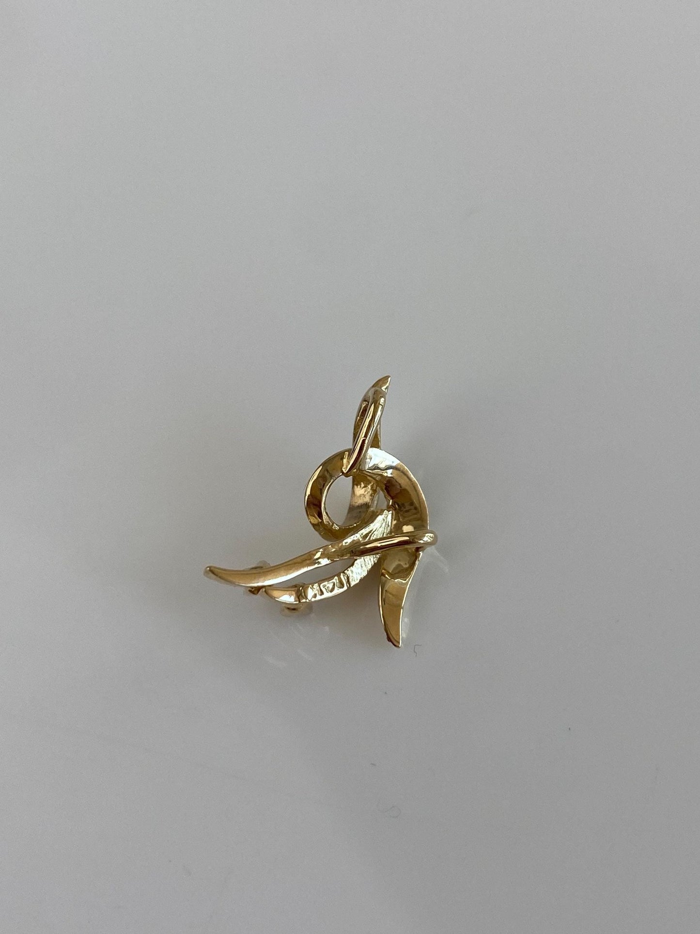 Solid 14k Yellow Gold Satin Shiny Clear Sapphire Slide Charm