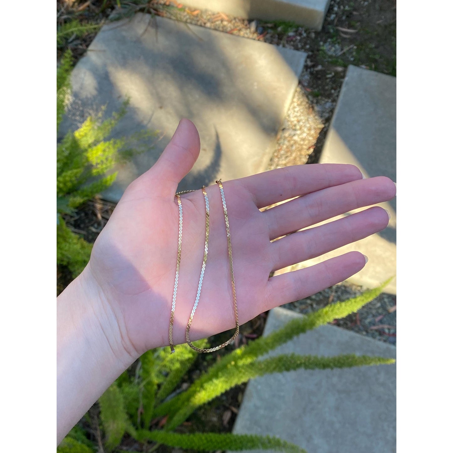 Vintage Solid 18k Yellow Gold Chunky Serpentine Chain Necklace - 16.25 inches