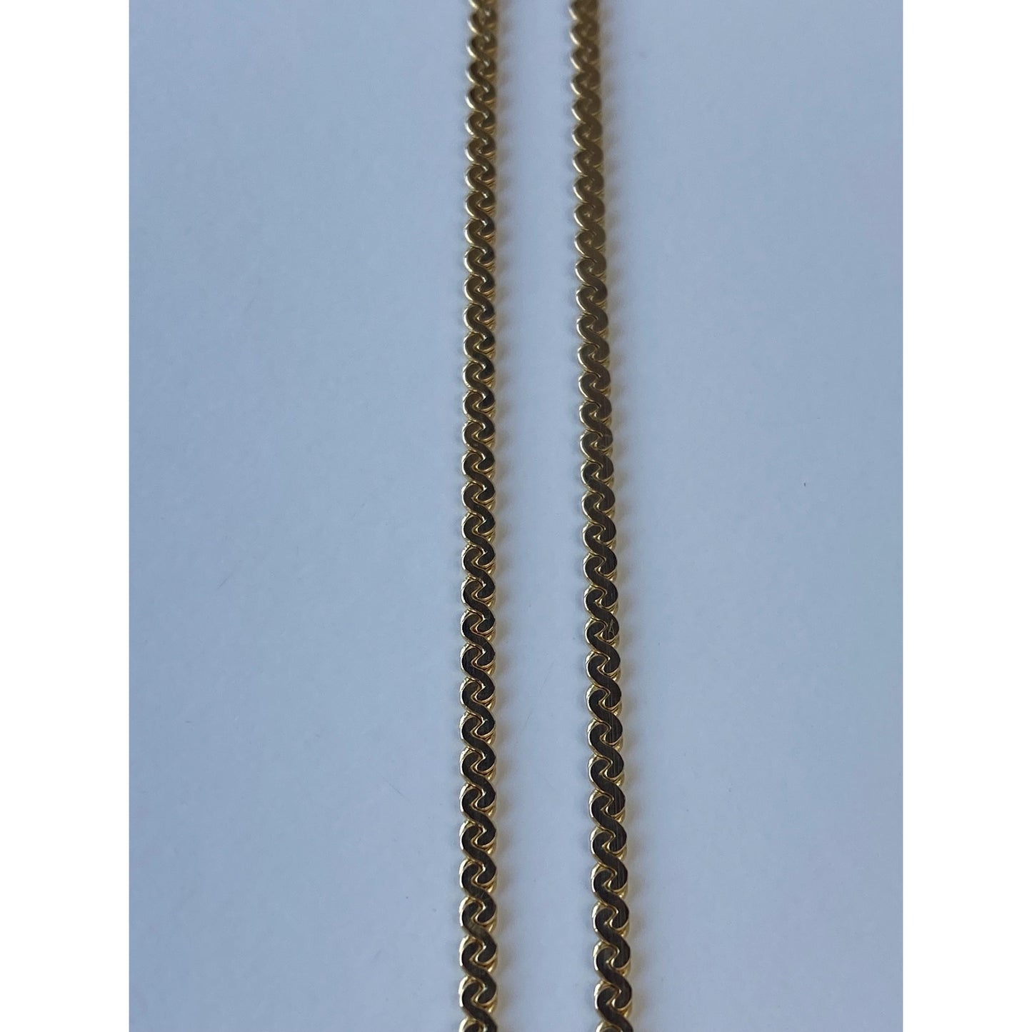 Vintage Solid 18k Yellow Gold Chunky Serpentine Chain Necklace - 16.25 inches