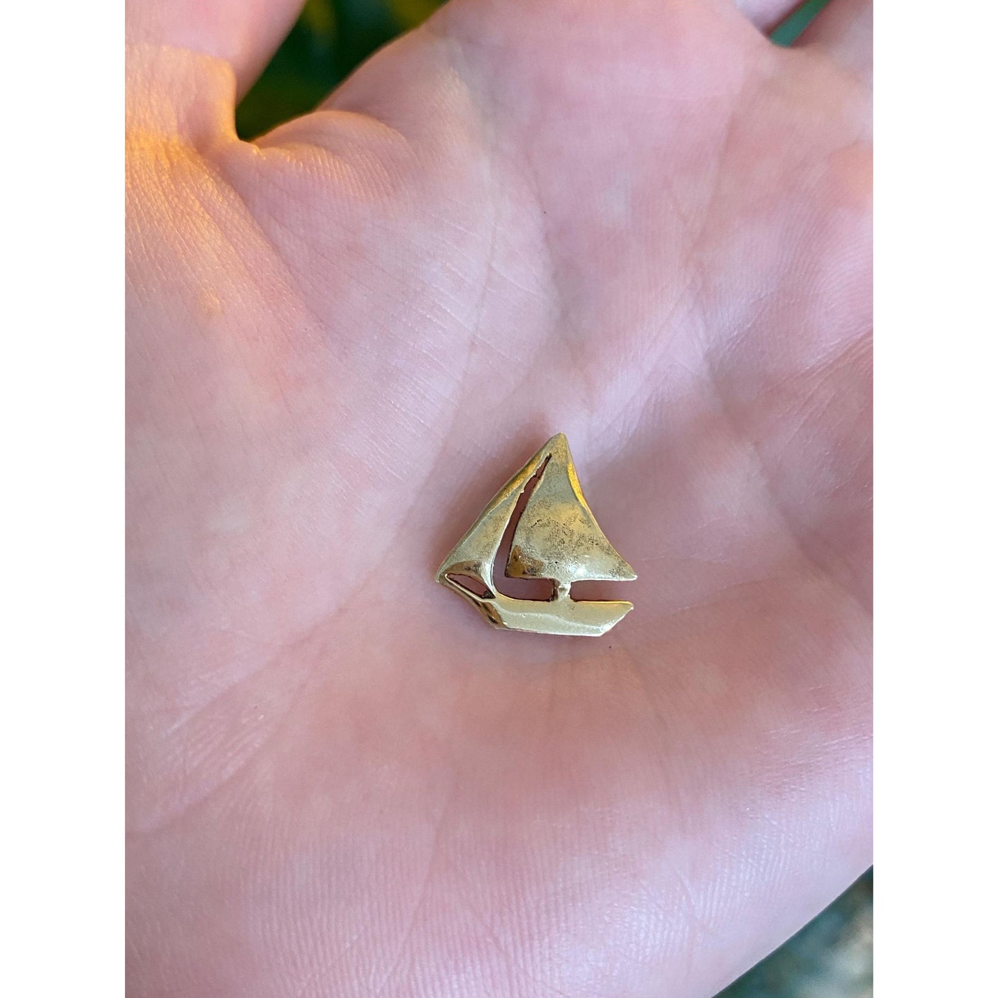 Solid 14k Yellow Gold Sailboat Slide Charm