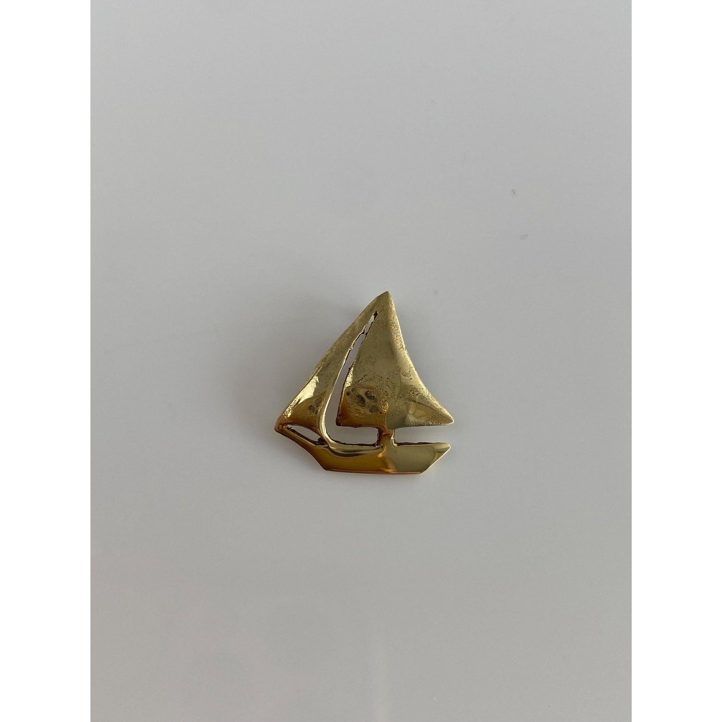 Solid 14k Yellow Gold Sailboat Slide Charm