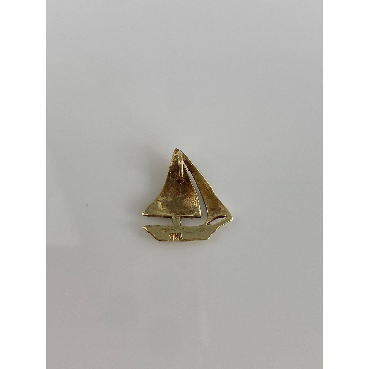 Solid 14k Yellow Gold Sailboat Slide Charm