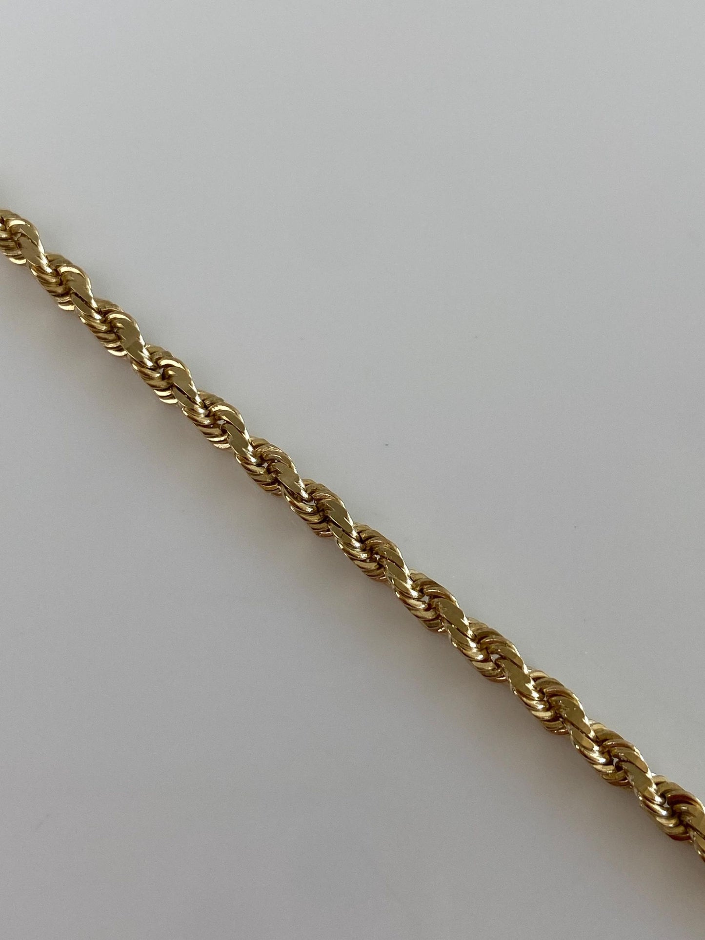 Vintage Solid 14k Yellow Gold Diamond Cut Rope Chain Bracelet - 7 inches