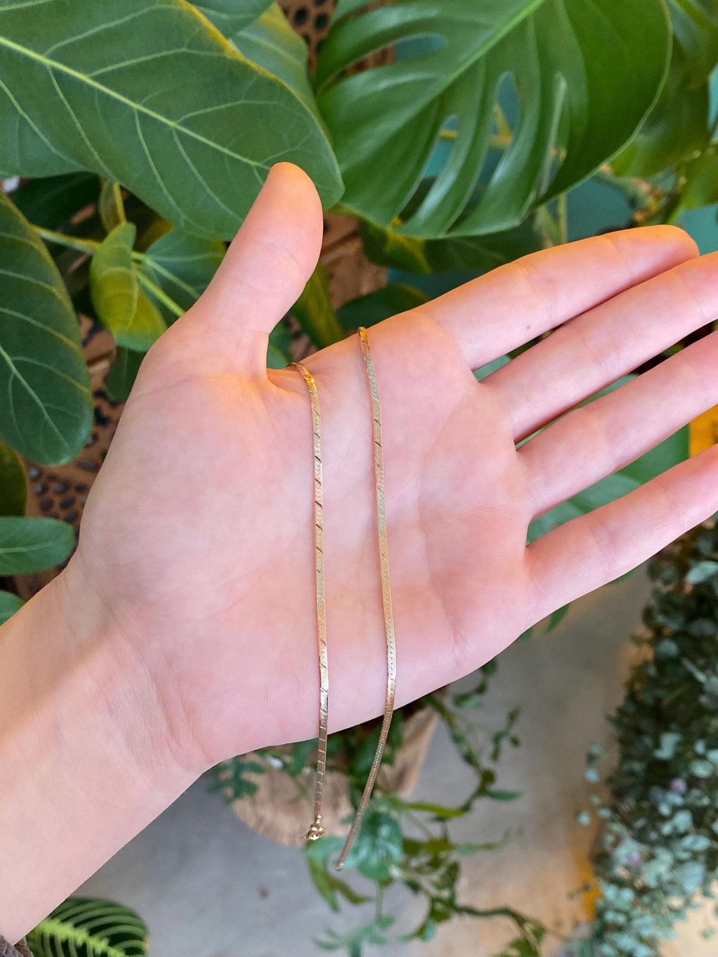 Vintage Solid 14k Tri Tone Gold Pattern Herringbone Chain Necklace - 20.25 inches