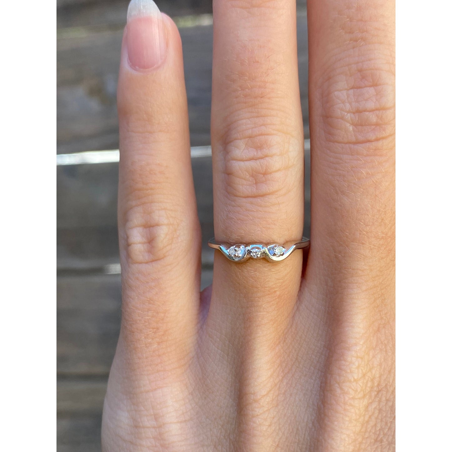 Vintage Solid 14k White Gold Clear Sapphire Ring - Size 4.75