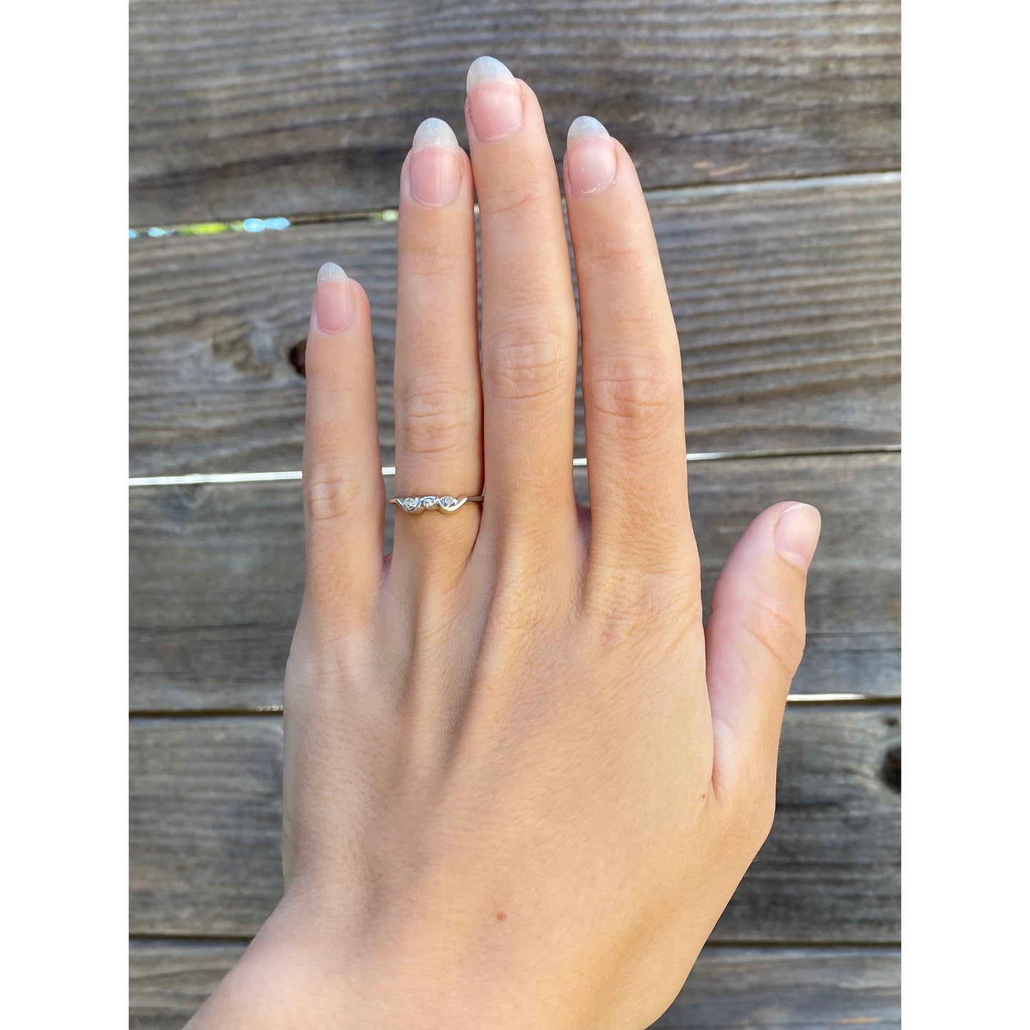 Vintage Solid 14k White Gold Clear Sapphire Ring - Size 4.75