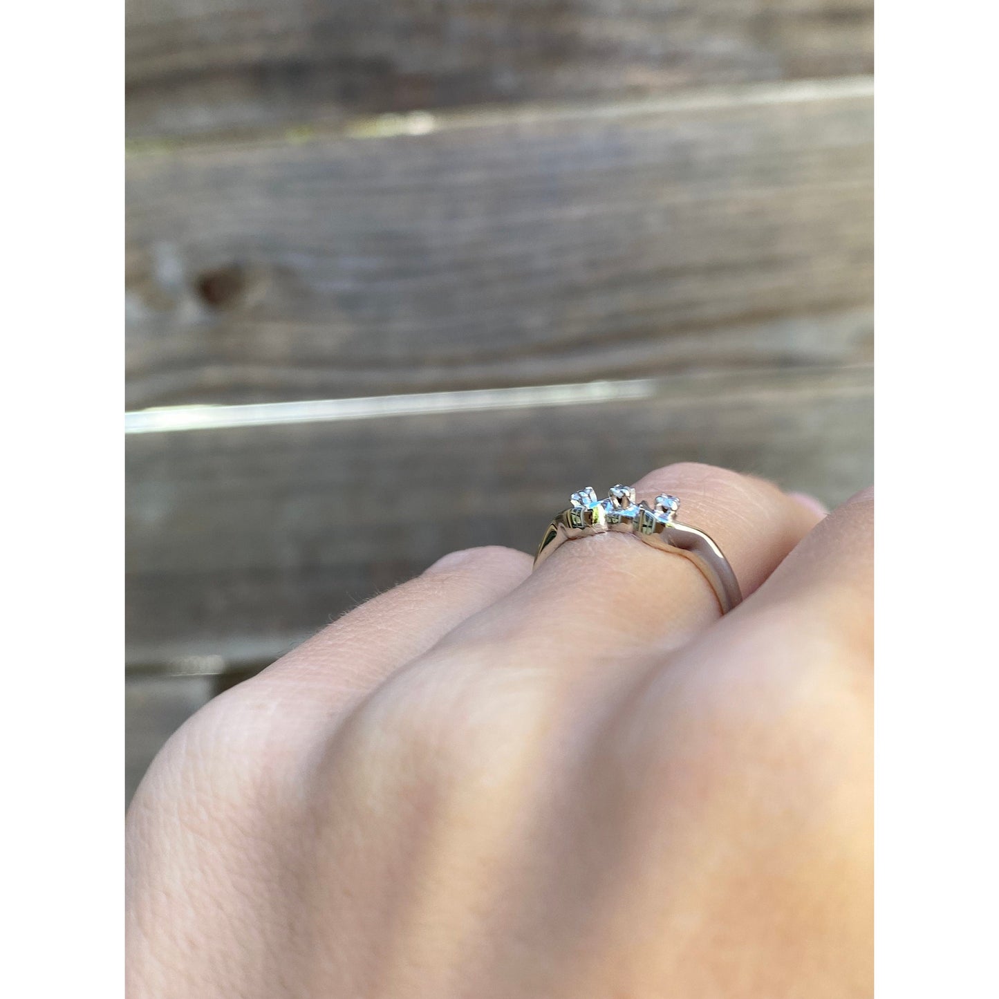 Vintage Solid 14k White Gold Clear Sapphire Ring - Size 4.75