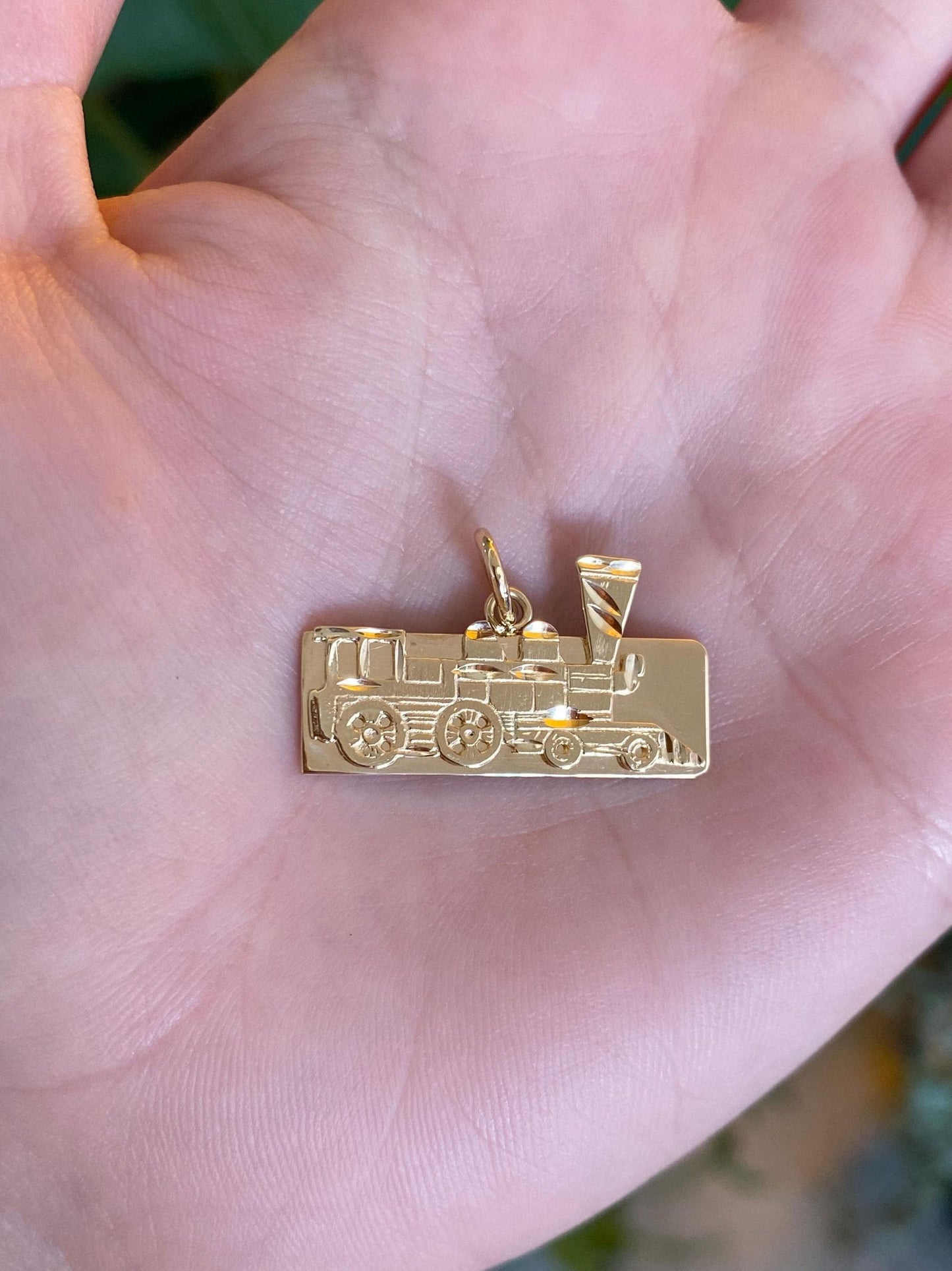 Vintage Solid 14k Yellow Gold Train Charm