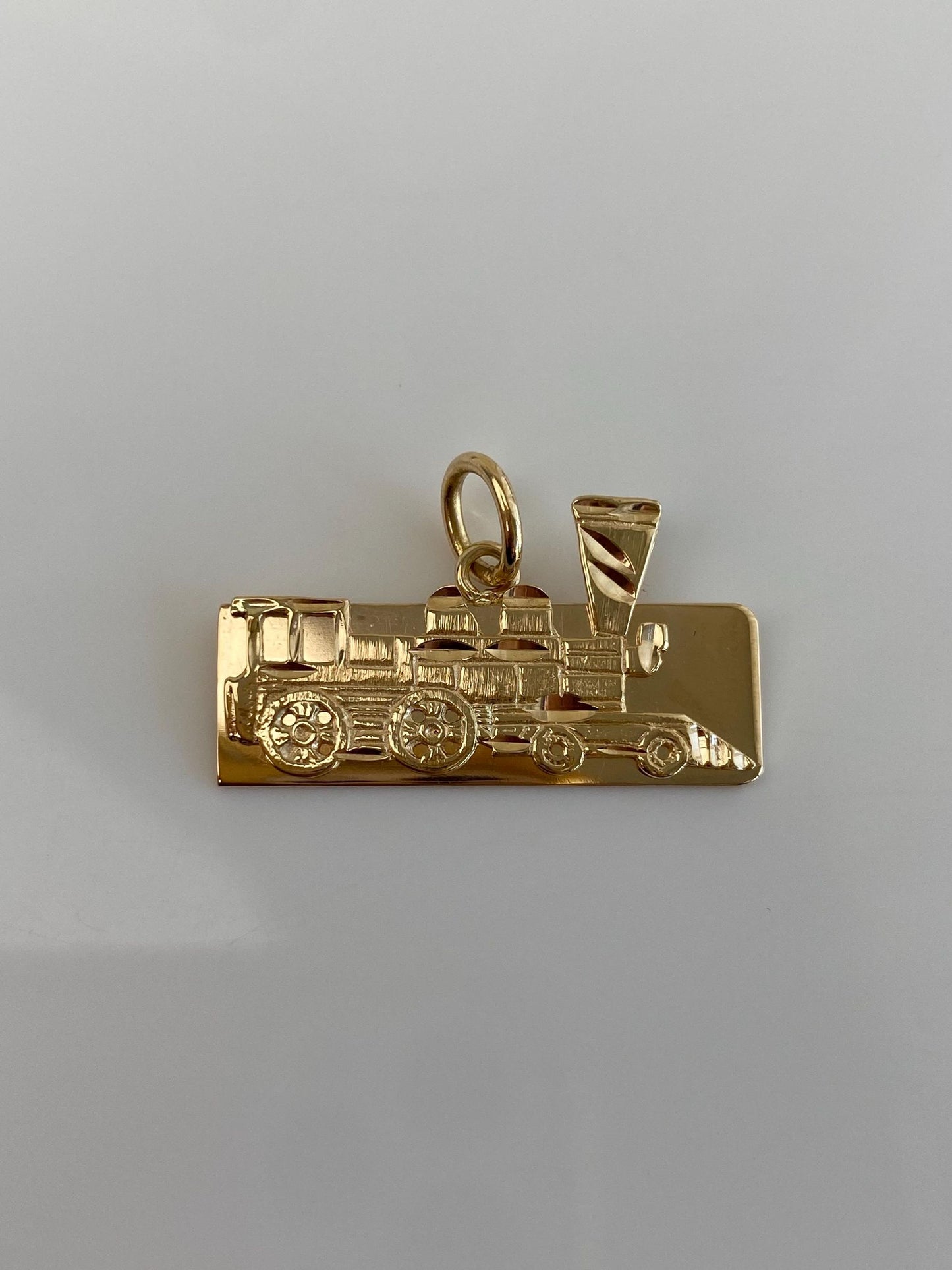 Vintage Solid 14k Yellow Gold Train Charm