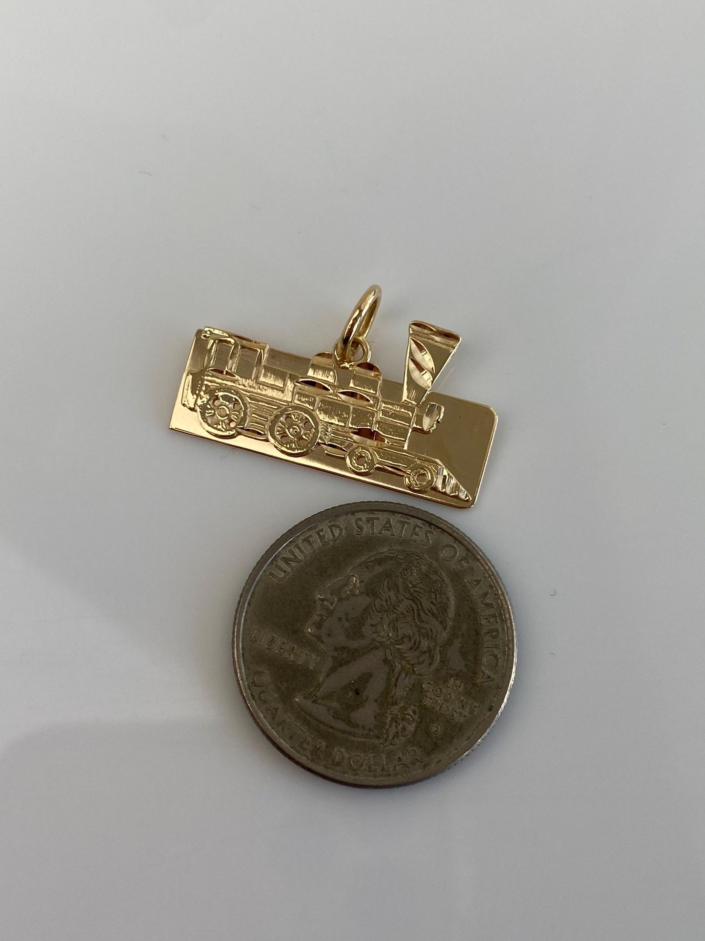 Vintage Solid 14k Yellow Gold Train Charm