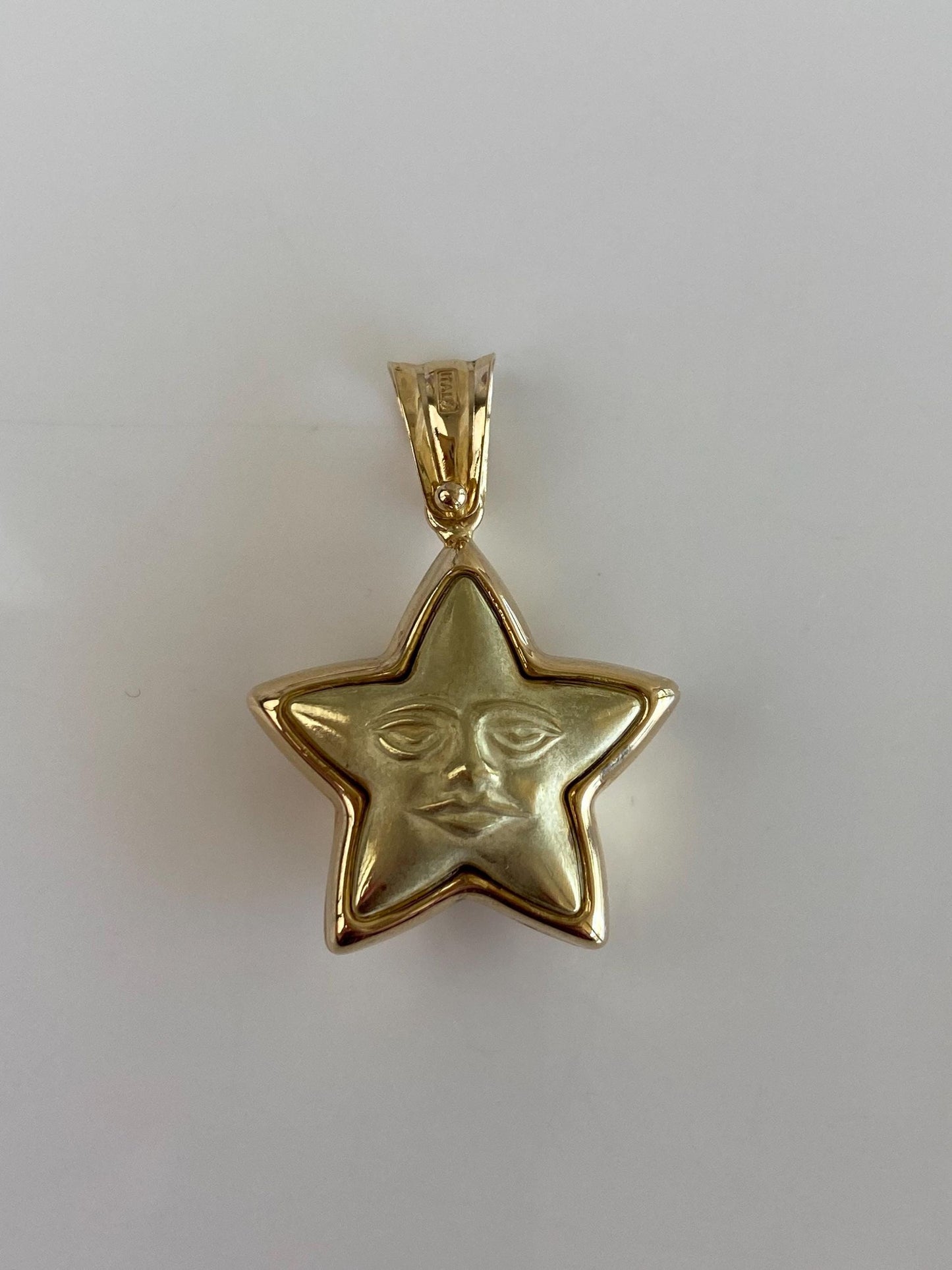 Vintage 14k Yellow Gold Star Face Charm
