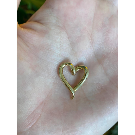 Solid 14k Yellow Gold Open Heart Charm