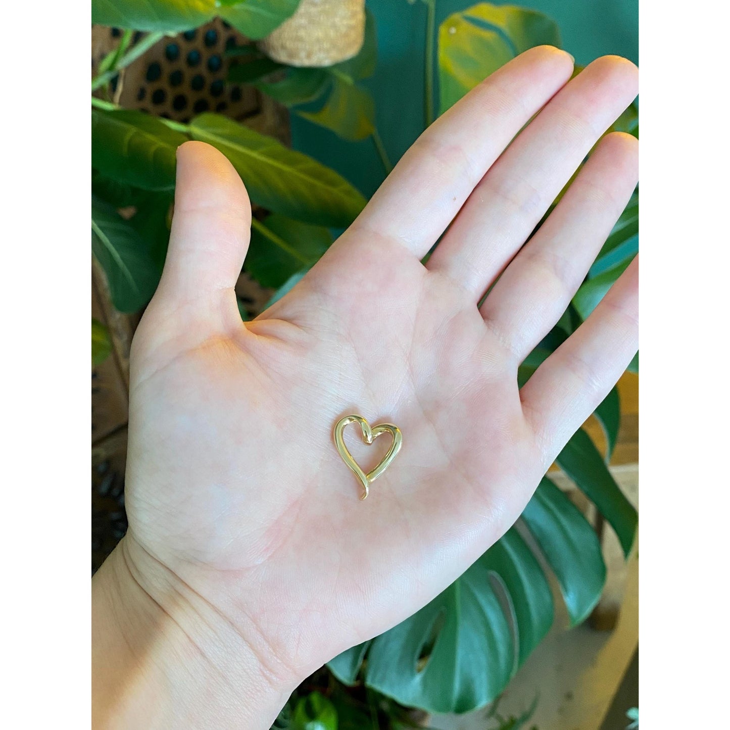 Solid 14k Yellow Gold Open Heart Charm