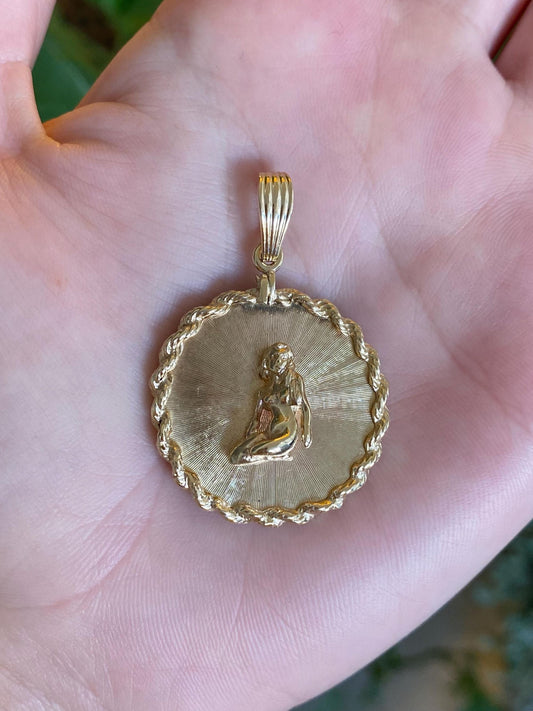 Vintage Solid 14k Yellow Gold Lady Charm